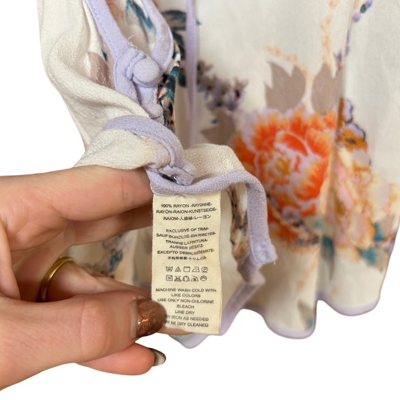 Free People Floral Tank Top Womens Small Cream Lavender Boho Halter  Fairycore - Picture 8 of 8